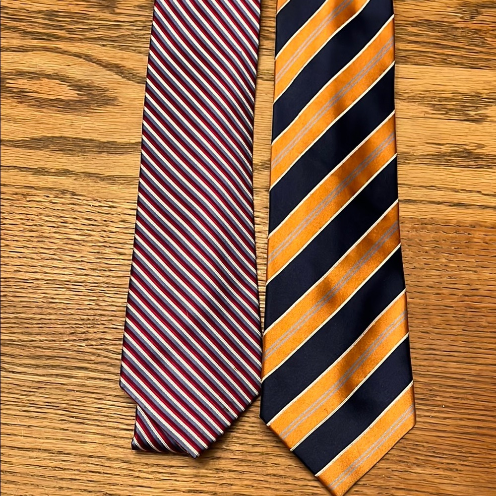 2 100% Silk Striped Ties
